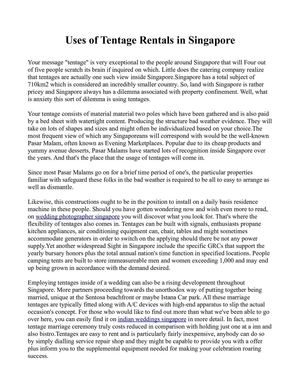 Uses of Tentage Rentals in Singapore