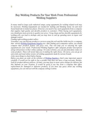 Buy Welding Products For Your Work From Professional Welding Suppliers