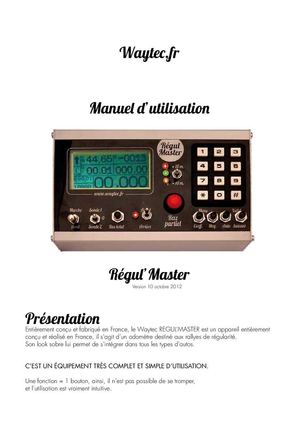 Mode d'emploi du Régul'Master, Tripmaster - cadenceur pour rallye de régularité