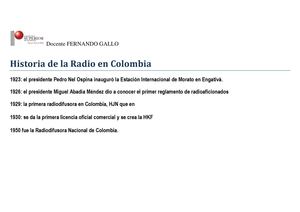 Reseña Histórica de la Radio en Colombia