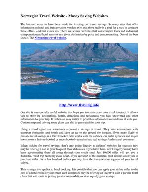Norwegian Travel Website Money Saving Websites