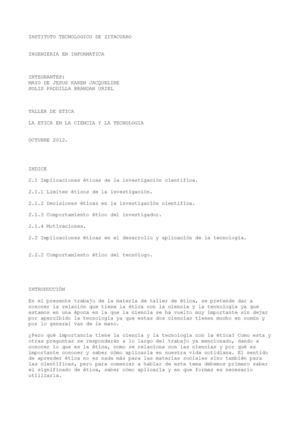 La etica en la ciencia y la tecnologia 