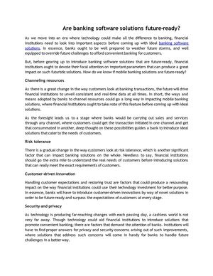 Are banking software solutions future-ready