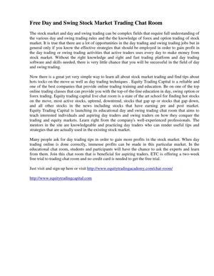 Free Day And Swing Stock Market Trading Chat Room