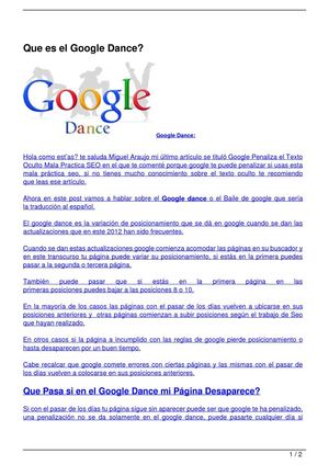 Que es el Google Dance?