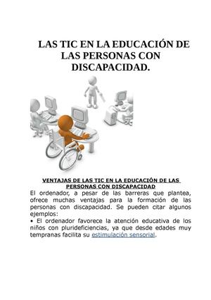 LAS TIC EN LA EDUCACIÓN DE LAS PERSONAS CON DISCAPACIDAD 
