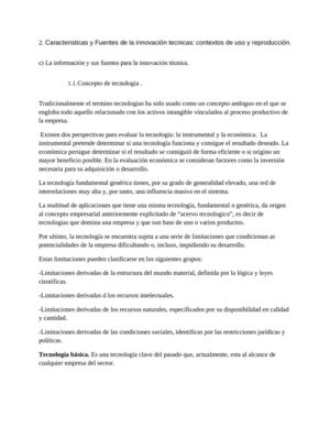 Caracteristicas y Fuentes de la innovación tecnicas: contextos de uso y reproducción.