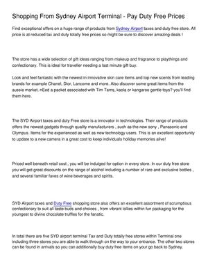 Shopping From Sydney Airport Terminal - Pay Duty Free Prices