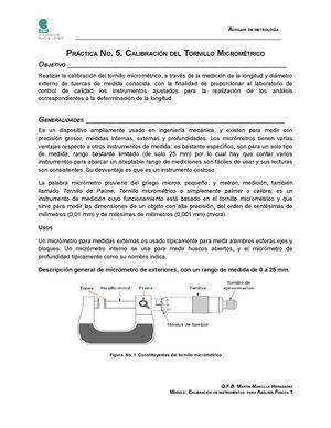 Práctica No 5 tornillo micrometrico