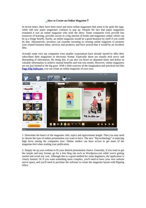 How to Create an Online Magazine？