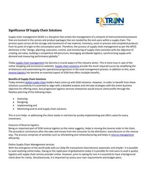 Significance Of Supply Chain Solutions