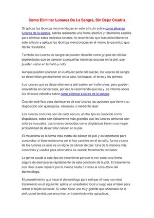 Como Eliminar Lunares De La Sangre, Sin Dejar Cicatriz  