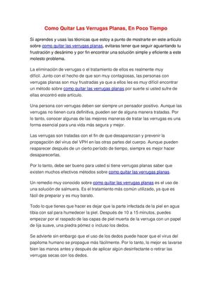 Como Quitar Las Verrugas Planas, En Poco Tiempo