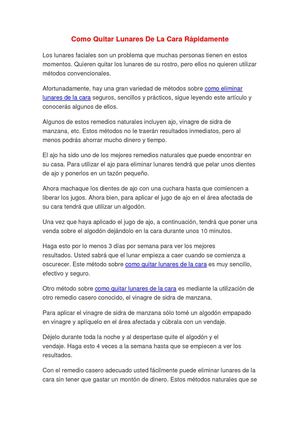 Como Quitar Lunares De La Cara Rápidamente