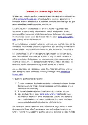 Como Quitar Lunares Rojos En Casa