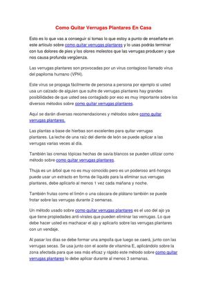 Como Quitar Verrugas Plantares En Casa