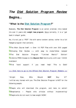 The Diet Solution Program Review
