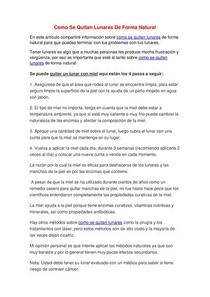 Como Se Quitan Lunares De Forma Natural