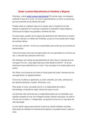 Quitar Lunares Naturalmente en Hombres y Mujeres