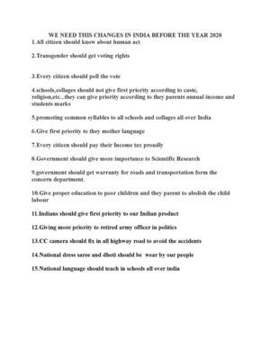 CHANGES NEED FOR OUR NATION