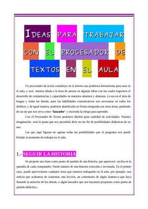 Ideas para trabajar con el Procesador de Textos en el Aula