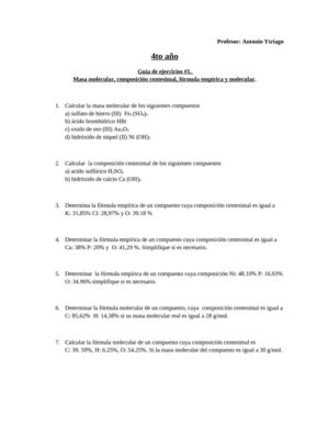 guías de ejercicios de química (4to año) para el primer lapso prof Antonio ytriago 