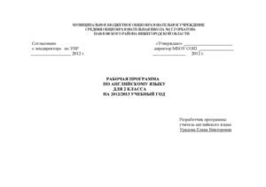 2 класс: Рабочая программа по английскому языку М.З.Биболетовой, Н.В.Добрынина, Н.Н.Трубаневой