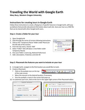 Creating a tour in Google Earth