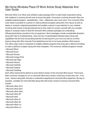 Ms Home Windows Place Of Work Article Study Materials And User Guide S