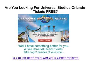Universal Studios Tickets Free