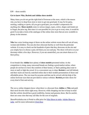 Get to know Nike, Reebok and Adidas shoes models