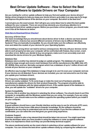 Best Driver Update Software - How to Select the Best Software to Update Drivers on Your Computer-html