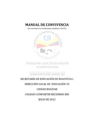 Manual de Convivencia Colegio Compartir Recuerdo IED