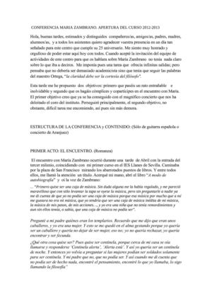 CONFERENCIA SOBRE MARIA ZAMBRANO