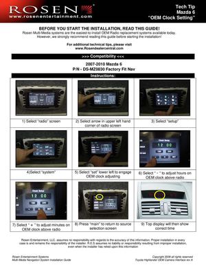 Mazda 6 Clock Setting