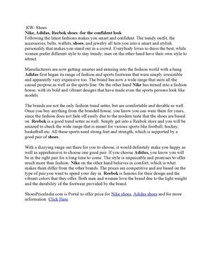 Get to know Nike, Reebok and Adidas shoes models