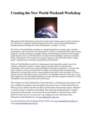 Creating the New World Weekend Workshop