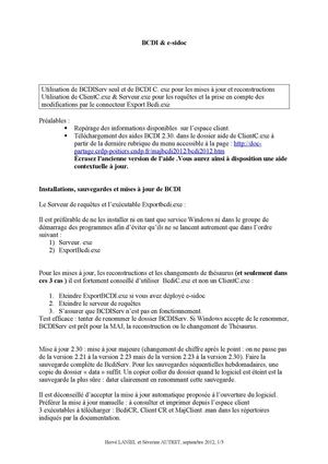 Conseils techniques BCDI & e-sidoc