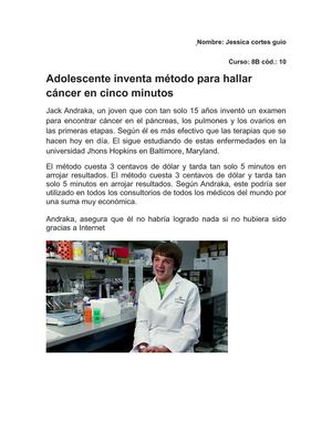 Adolescente inventa método para hallar cáncer en cinco minutos