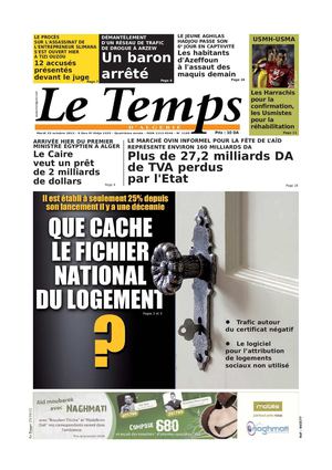 Le Temps d'Algérie Editions du Lundi 23 Octobre 2012 2012