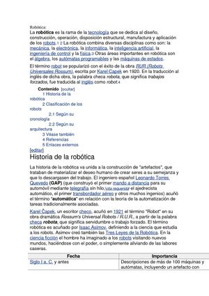 Historia de la Robótica