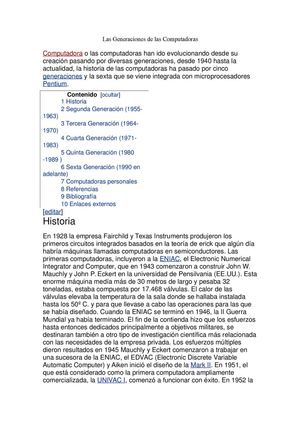 Las Generaciones de las Computadoras