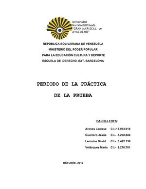 Período de práctica de la prueba