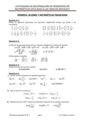 Pendientes Matemáticas CCSSI