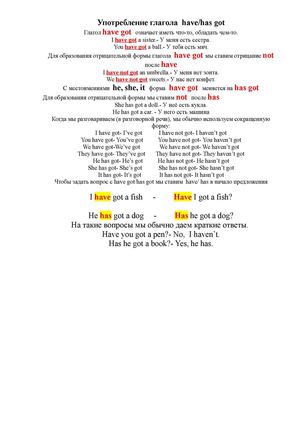 Употребление глагола have/has got