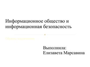 Информационное общество и информационная безопасность.