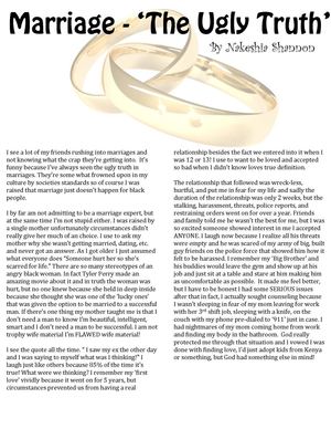 Marriage 'The Ugly Truth' 