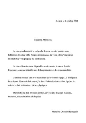 Lettre de motivation envoi