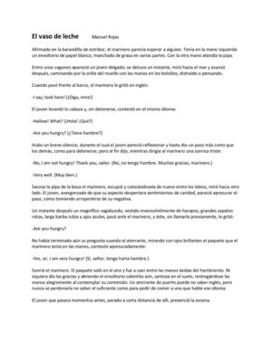 El vaso de leche            Manuel Rojas