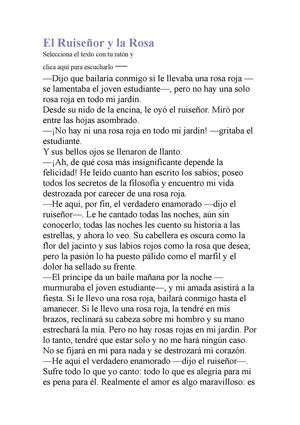 El Ruiseñor y la Rosa - Oscar Wilde.
